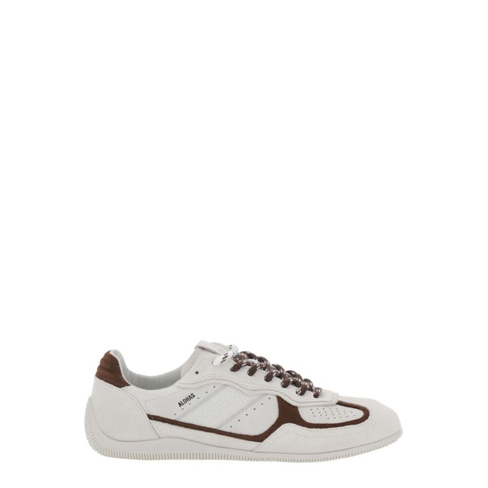 Alohas Men White Suede Low Top Sneakers With Logo Lettering On The Side For Men